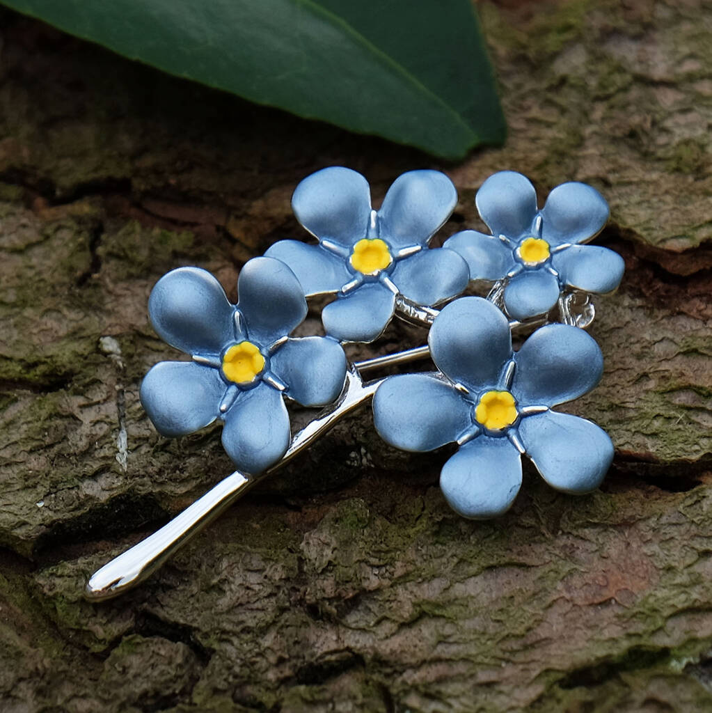 Forget Me Not Blue Flower Brooch