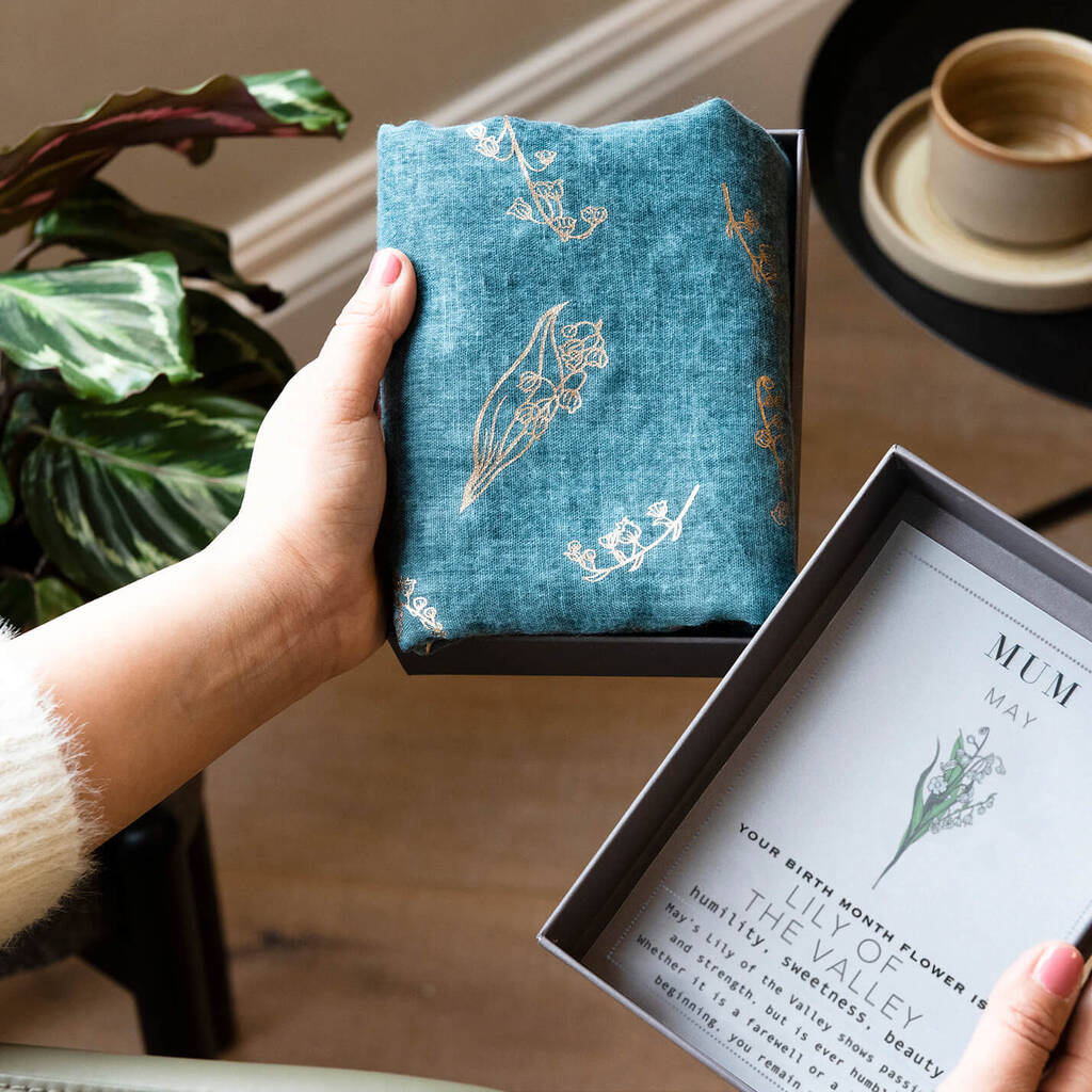 Personalised Rose Gold Foil Birth Flower Scarf